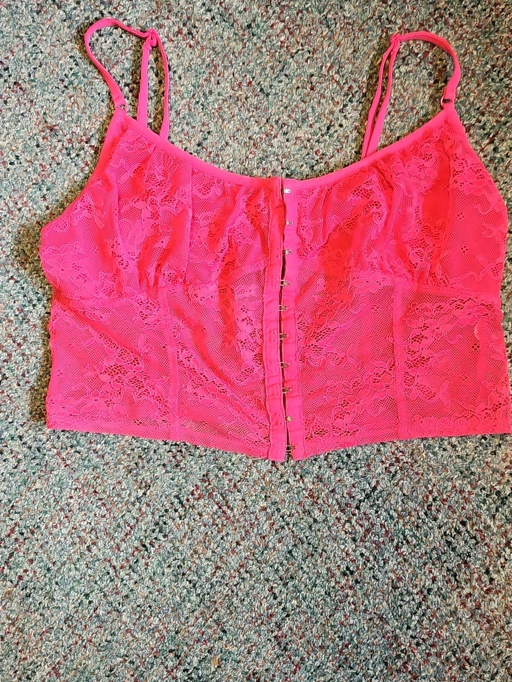 Hot Pink Lace Bustier Top GARAGE SZ. M